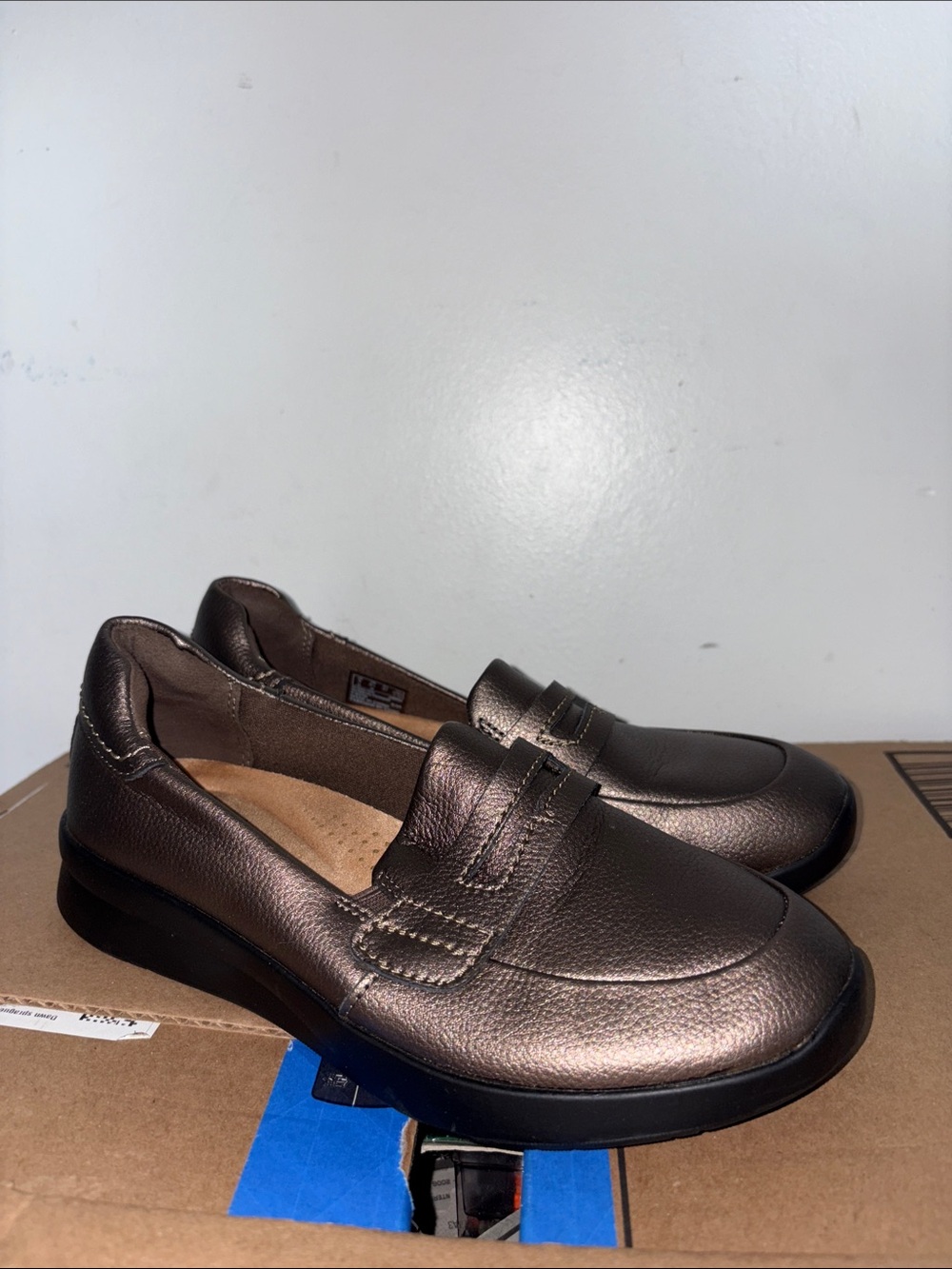 Clarks Metallic Bronze Slip-On Loafers 6.5M